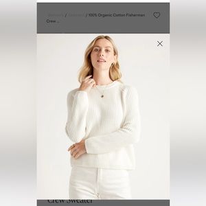 Women’s Quince Organic Cotton Fisherman Crew Sweater Ivory XS